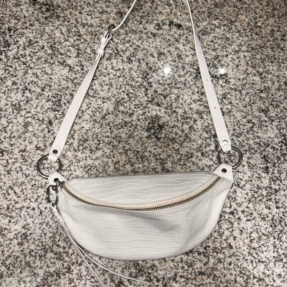 Rebecca Minkoff White Croc-Embossed Crossbody belt bag